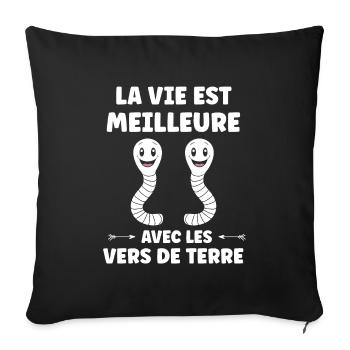 Humour ver de terre - Housse de coussin décorative 45 x 45 cm - noir - Devant