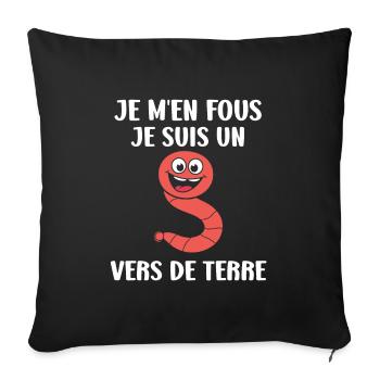Humour ver de terre - Housse de coussin décorative 45 x 45 cm - noir - Devant