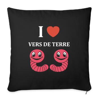 Humour ver de terre - Housse de coussin décorative 45 x 45 cm - noir - Devant