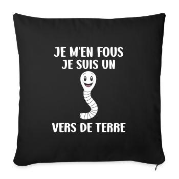 Humour ver de terre - Housse de coussin décorative 45 x 45 cm - noir - Devant