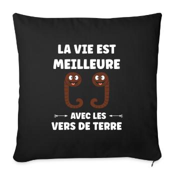 Humour ver de terre - Housse de coussin décorative 45 x 45 cm - noir - Devant