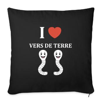 Humour ver de terre - Housse de coussin décorative 45 x 45 cm - noir - Devant