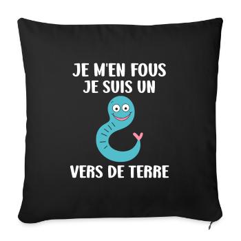 Humour ver de terre - Housse de coussin décorative 45 x 45 cm - noir - Devant