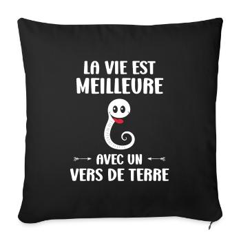 Humour ver de terre - Housse de coussin décorative 45 x 45 cm - noir - Devant