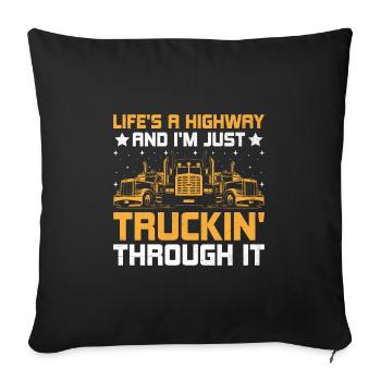 Trucker Driving Dad Trucker Father Truck Driver - Sofa pillowcase 17,3'' x 17,3'' (45 x 45 cm) - black - Front