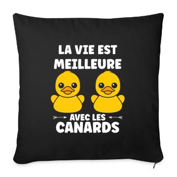 humour canard - Housse de coussin décorative 45 x 45 cm - noir - Devant