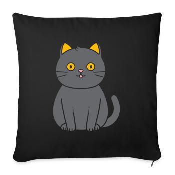 Chartreux petit chat - Housse de coussin décorative 45 x 45 cm - noir - Devant