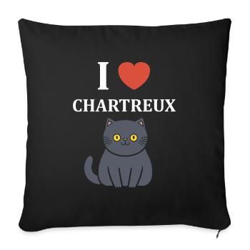 Humour chat chartreux - Housse de coussin décorative 45 x 45 cm - noir - Devant