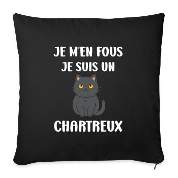 Humour chat chartreux - Housse de coussin décorative 45 x 45 cm - noir - Devant