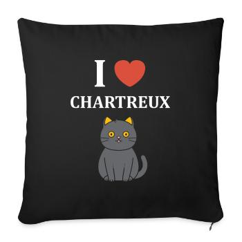 Humour chat chartreux - Housse de coussin décorative 45 x 45 cm - noir - Devant