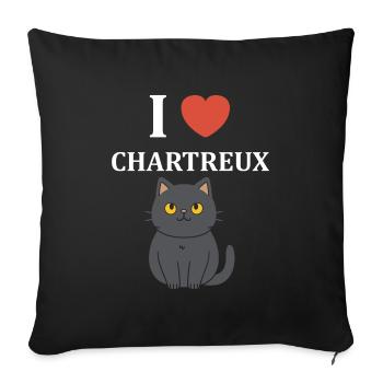 Humour chat chartreux - Housse de coussin décorative 45 x 45 cm - noir - Devant