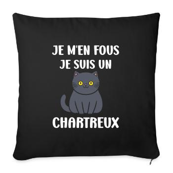 Humour chat chartreux - Housse de coussin décorative 45 x 45 cm - noir - Devant