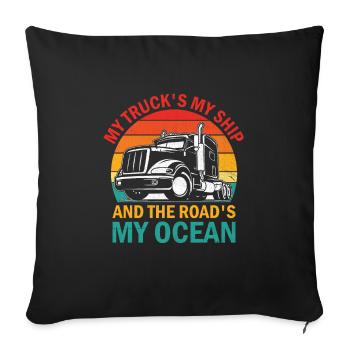 Camionneur Conduisant Papa Camionneur Père Chauffeur De Camion - Housse de coussin décorative 45 x 45 cm - noir - Devant
