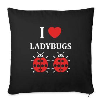 amour Coccinelle - Housse de coussin décorative 45 x 45 cm - noir - Devant