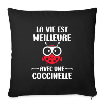 amour Coccinelle - Housse de coussin décorative 45 x 45 cm - noir - Devant