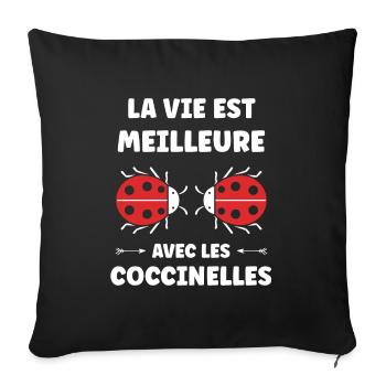 amour Coccinelle - Housse de coussin décorative 45 x 45 cm - noir - Devant