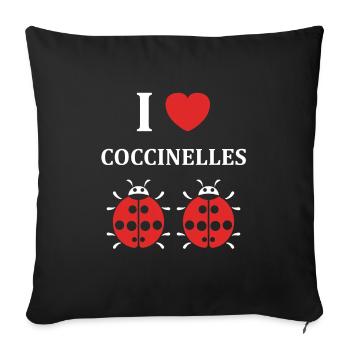 amour Coccinelle - Housse de coussin décorative 45 x 45 cm - noir - Devant