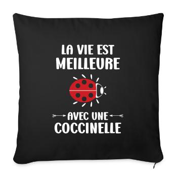 amour Coccinelle - Housse de coussin décorative 45 x 45 cm - noir - Devant