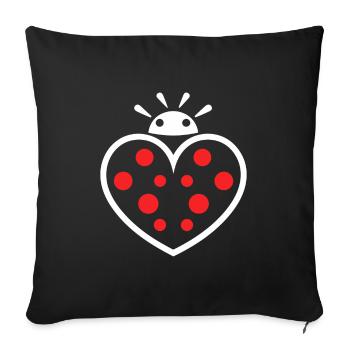 amour Coccinelle - Housse de coussin décorative 45 x 45 cm - noir - Devant