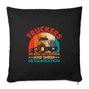 Camionneur Conduisant Papa Camionneur Père Chauffeur De Camion - Housse de coussin décorative 45 x 45 cm - noir - Devant