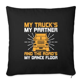 Camionneur Conduisant Papa Camionneur Père Chauffeur De Camion - Housse de coussin décorative 45 x 45 cm - noir - Devant