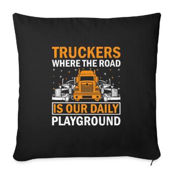 Camionneur Conduisant Papa Camionneur Père Chauffeur De Camion - Housse de coussin décorative 45 x 45 cm - noir - Devant