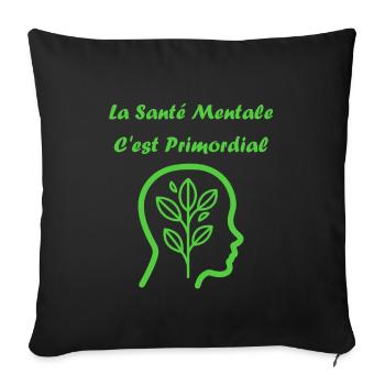sensibilisation santé mentale - Housse de coussin décorative 45 x 45 cm - noir - Devant
