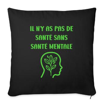 sensibilisation santé mentale - Housse de coussin décorative 45 x 45 cm - noir - Devant