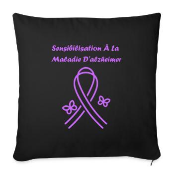 Sensibilisation à la maladie d’Alzheimer - Housse de coussin décorative 45 x 45 cm - noir - Devant