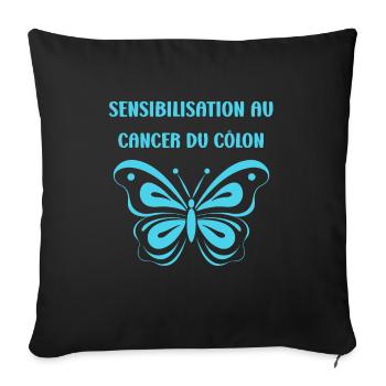 Sensibilisation au cancer du côlon - Housse de coussin décorative 45 x 45 cm - noir - Devant