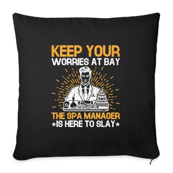 Gestionnaire de SPA Emploi Bien-être Drôle Gestion de SPA Sayi - Housse de coussin décorative 45 x 45 cm - noir - Devant