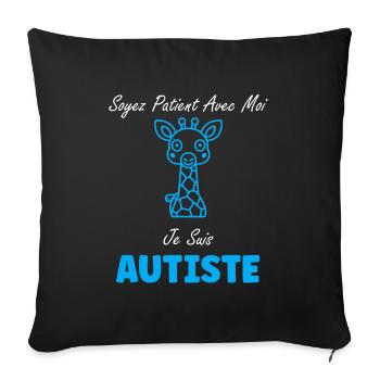 sensibilisation à l'autisme autiste - Housse de coussin décorative 45 x 45 cm - noir - Devant