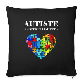 sensibilisation a l'autisme autiste - Housse de coussin décorative 45 x 45 cm - noir - Devant