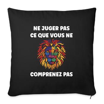 sensibilisation a l'autisme autiste - Housse de coussin décorative 45 x 45 cm - noir - Devant
