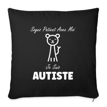 sensibilisation a l'autisme autiste - Housse de coussin décorative 45 x 45 cm - noir - Devant