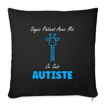 sensibilisation à l'autisme autiste - Housse de coussin décorative 45 x 45 cm - noir - Devant
