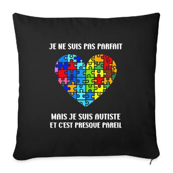 sensibilisation a l'autisme autiste - Housse de coussin décorative 45 x 45 cm - noir - Devant