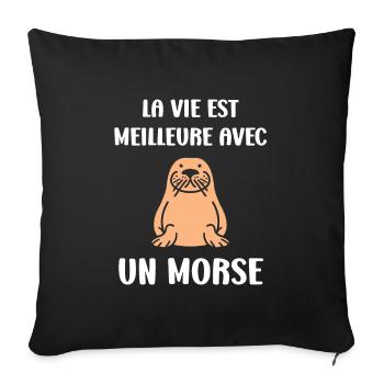 Animal humour Morse - Housse de coussin décorative 45 x 45 cm - noir - Devant