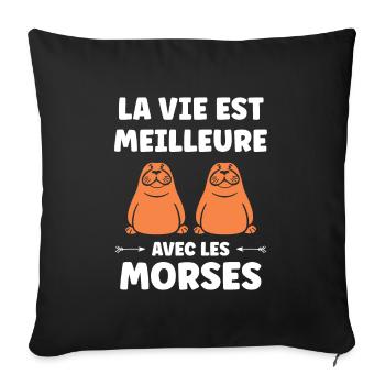 Animal humour Morse - Housse de coussin décorative 45 x 45 cm - noir - Devant