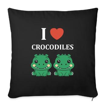 Humour Crocodile - Housse de coussin décorative 45 x 45 cm - noir - Devant