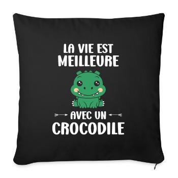 Humour Crocodile - Housse de coussin décorative 45 x 45 cm - noir - Devant