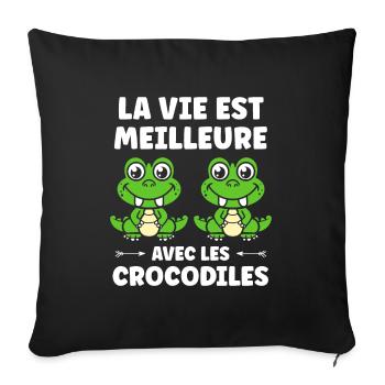 Humour Crocodile - Housse de coussin décorative 45 x 45 cm - noir - Devant