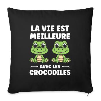 Humour Crocodile - Housse de coussin décorative 45 x 45 cm - noir - Devant