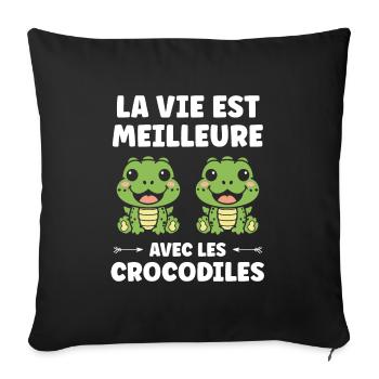 Humour Crocodile - Housse de coussin décorative 45 x 45 cm - noir - Devant