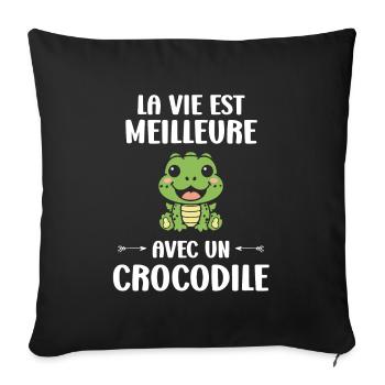 Humour Crocodile - Housse de coussin décorative 45 x 45 cm - noir - Devant