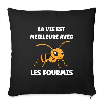 Humour fourmis - Housse de coussin décorative 45 x 45 cm - noir - Devant