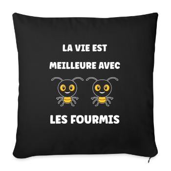Humour fourmis - Housse de coussin décorative 45 x 45 cm - noir - Devant