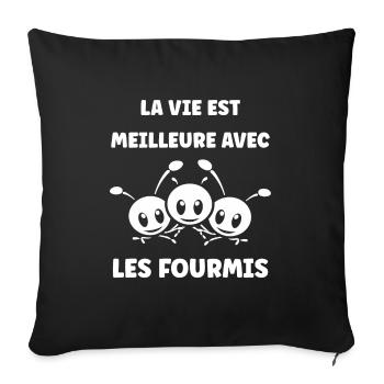 Humour fourmis - Housse de coussin décorative 45 x 45 cm - noir - Devant