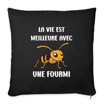 Humour fourmis - Housse de coussin décorative 45 x 45 cm - noir - Devant