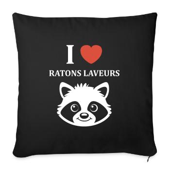 Humour Raton laveur - Housse de coussin décorative 45 x 45 cm - noir - Devant